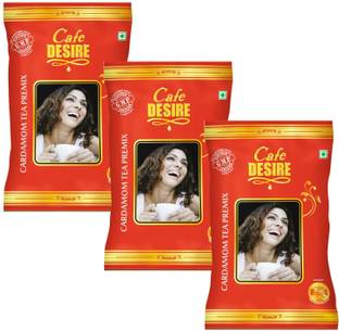 CAFE DESIRE Cardamom Tea Premix | 3 X 1Kg | Makes 250 Cups | RED Range Economy Blend Cardamom Instant Tea Pouch