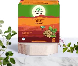 ORGANIC INDIA Tulsi Ginger 50 Teabags Herbal Tea Bags Box