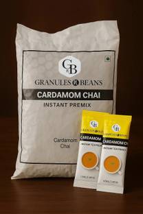Granules and Beans Cardamom Tea Instant Premix - Value Pack of 50 Serving Tea| 100% Natural Elaichi Chai Instant Premix | 50 Sachets of 14gms Each Chai for Immunity & Freshness Cardamom Instant Tea Pouch