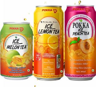 Pokka Ice Melon, Peach, & Lemon Tea | Ready to Drink | Refreshing Assorted Iced Tea Tin