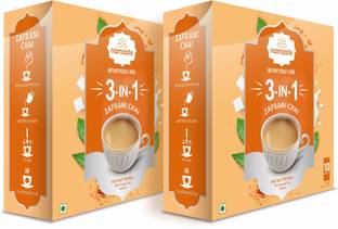 Namaste Chai Instant Tea Premix, Zaffrani Flavor | Assam | Milk and Sugar | Ready Mix (18g x 10 Sachets, Powder) Saffron Instant Tea Pouch