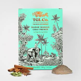 TGL Co. Kadak Masala Chai Instant Tea Premix Tea with Masala, 14 Sachets  Cardamom, Ginger, Cloves, Cinnamon, Black Pepper Black Tea Bags Box
