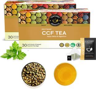 TEACURRY CCF Tea - 60 Tea Bags | Cumin Coriander Fennel Tea | For Asthma and Digestive Health Mint Herbal Tea Bags Pouch