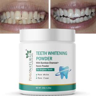 7days natural Organic 7 AM Teeth Whitening Charcoal Powder | Gutka Stain & Yellow Teeth Remove Teeth Whitening Kit