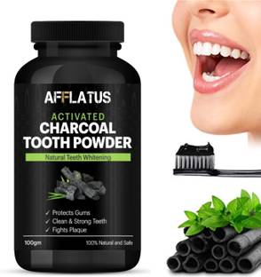 Afflatus Natural Organic Teeth Whitening Charcoal Powder | For Tobacco & Gutkha Stain Teeth Whitening Kit