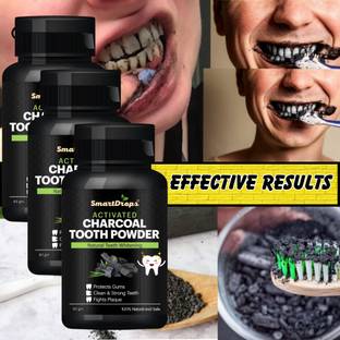 smartdrops Charcoal Teeth Whitening Powder - Natural Stain Remover with Mint Flavor Teeth Whitening Kit