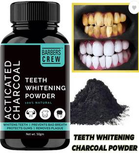 Barbers Crew Teeth Whitening Charcoal Powder Gutka Stain and Yellow Teeth Removal powder Teeth Whitening liquid