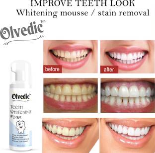 Olvedic Teeth Whitening Foam To Remove Yellow Stains, Tobacoo, Tartar and Tobacco Stains Teeth Whitening liquid