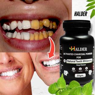 HALDER Charcoal Teeth Whitening Powder - Watermelon Mint. Enamel Safe & Effective Teeth Whitening liquid