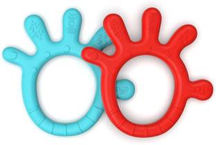 Cherilo Palm Shape Finger Teether, Baby Teething Toy, Chewable, Easy Grip (Pack of 2) Teether