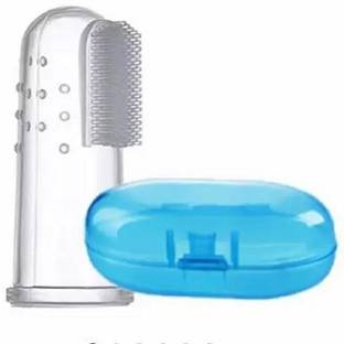 Aradent Pack Of 1 Silicone Baby Finger Brush and Tongue Cleaner With Case Teether and Feeder