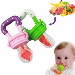 RB Point Kids Nipple Fruit Vegetable BPA Free (Pack of 2) Soother (Pink, Green) Soother