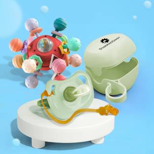 StarAndDaisy Newborn Silicone Sleeping Pacifier with Soft Teeth Rattle Ball Toys Soother