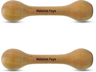 Natural.Toys Wooden Teether Dumbler Baby Chusni Sacker Soother Rattle Nibbler for Baby 2-PC Teether