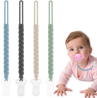 maycreate 4Pcs Pacifier Clip Straps Silicone Holder Anti Lost Clips for Clothes Stroller Soother