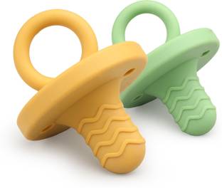 LuvLap Silicone 2in1 Baby Soother Pacifier & Teether, Set of 2, with swirled surface Teether