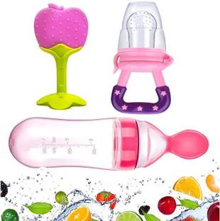 HIKIPO Presents High Quality Fruit Nibbler juicer Silicone Spoon Bottle with Teether Feeder