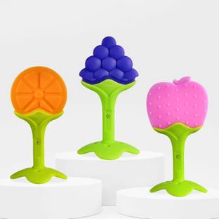 DaKos Fruits Shape Teethers for Baby, Baby Chew Toys & Mittens Teether