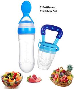 AEREX Veggie Fruit Feed Nibbler, Fuit Feeder & Baby Food Dispensing Spoon Bottle Combo Teether and Feeder