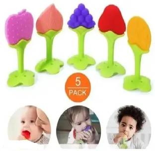 PAOUD Silicone BPA Free Fruit Shape Teethers for Baby/Infants Teether PACK OF 5 Teether