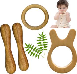 Shreeja Shilpcraft Organic Neem Wood Teether Natural Neem Wood Antibacterial and Good for health Feeder