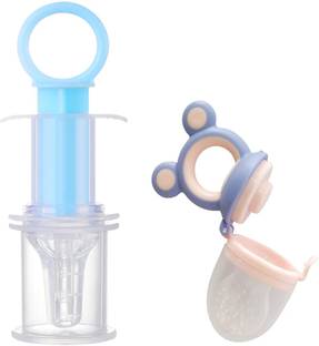 TINNY TOTS Baby Multipurpose Feeding Medicine Dropper Feeder & Silicone Fresh Fruit Nibbler Teether and Feeder