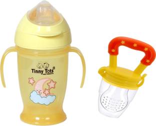 TINNY TOTS Baby Feeding Sipper 180Ml Bottle For Water And Milk With Silicone Fruit Nibbler Teether and Feeder