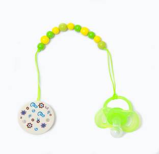 MOMSCAPE Silicone Nipple Pacifier with Safety Chain Cap Cartoon Design Soother BPA Free Soother