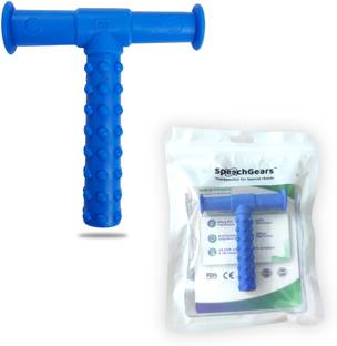 SpeechGears Oro-Tube Blue Dotted A chewing tube for Speech Feeding and Sensory Integration Teether