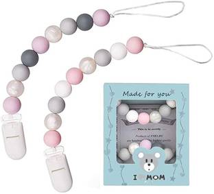 HASTHIP 2Pcs Pacifier Chain with Pacifier Clips, Baby Teether Holder Belt Pacifier Clip Teether
