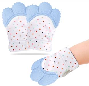 KRAPTICK Teething Mitten, Silicone Teether for Self-Soothing, BPA-Free 1 Pcs. (Sky Blue) Teether