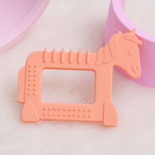R for Rabbit Tiny Bites Safari – Cute Baby Silicone Teether - Horse Orange Teether and Feeder