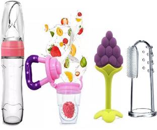 Vadhavan BPA Free Veggie Fruit Feed Nibbler Juicer, Baby Food Dispensing Spoon Bottle Teether