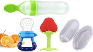 GHLARJAISA Baby Fruit Feeder & Baby Silicone Finger Brush with Baby Silicone Teether Teether and Feeder