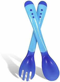 Profecto Baby Silicone Color Changing Spoon & Fork Set| Temperature Sensing Spoon & Fork Teether and Feeder