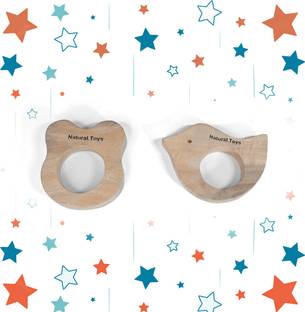 Natural.Toys Wooden Neem Wood Beer and Bird Teether Teether