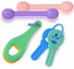 GREST 3 in 1 BPA-Free Silicone Non Toxic Soother Teether Keys Teething Toys for Babies Teether