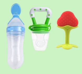 GRAYSEE Silicone Squeeze Food & Fruit Feeding Spoon Bottle, Teether, Pacifier, Nipple Teether and Feeder