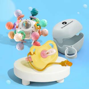 StarAndDaisy Newborn Silicone Sleeping Pacifier with Soft Teeth Rattle Ball Toys Soother