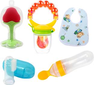Muma's Love 5 Pieces Feeding Combo Set For Your New Born Babies Teether and Feeder