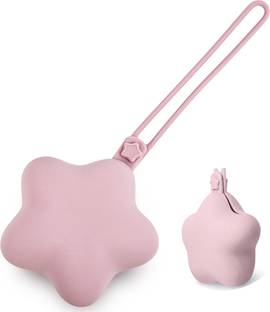 Zibuyu Silicone Pacifier Holder Pink Star Storage Case with Strap for Stroller and Crib Soother