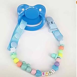 kidssmilez Safe Feeding BPA- Free Clinally Designed Baby Chain Clip Pacifier- Blue Soother Soother