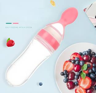 Littlewonders Silicone Baby Food Feeder Squeeze Bottle for new Born baby 90ml (pink) Feeder