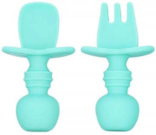 BabyGo First Stage Baby Infant Spoons BPA Free, Soft Silicone Baby Spoons pack 2 Teether