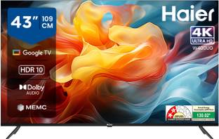 Haier W400UG 109 cm (43 inch) Ultra HD (4K) LED Smart Google TV 2025 Edition with Dolby Audio | MEMC