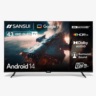 Sansui 109 cm (43 inch) Ultra HD (4K) LED Smart Google TV 2025 Edition with Bezel Less Design|A+ Displ...