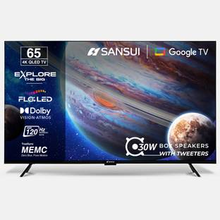 Sansui 165 cm (65 inch) QLED Ultra HD (4K) Smart Google TV with Dolby Vision| HDR10+| Dolby Atmos Soun...