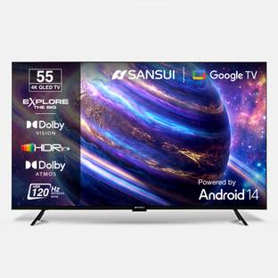 Sansui 140 cm (55 inch) QLED Ultra HD (4K) Smart Google TV with Dolby Vision| HDR10+| Dolby Atmos| HSR...
