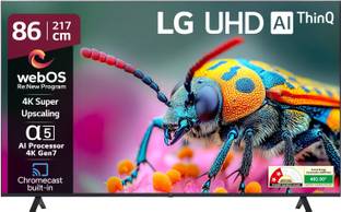 LG AI TV UT8050 217 cm (86 inch) Ultra HD (4K) LED Smart WebOS TV 2024 Edition with Alpha5 AI Processor 4K Gen7 | 4K Super Upscaling | AI Brightness Control | HDR10 / HLG | Magic Remote | Clear Voice Pro| AI Sound Pro (9.1.2 ch) | Blue Light Reduction | 100+ Free LG Channels | Chromecast Built-in