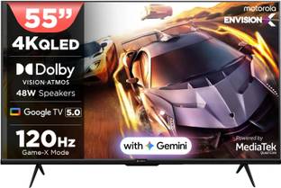 MOTOROLA 140 cm (55 inch) QLED Ultra HD (4K) Smart Google TV with 5.0 with 48 W speaker, 120Hz Game ac...